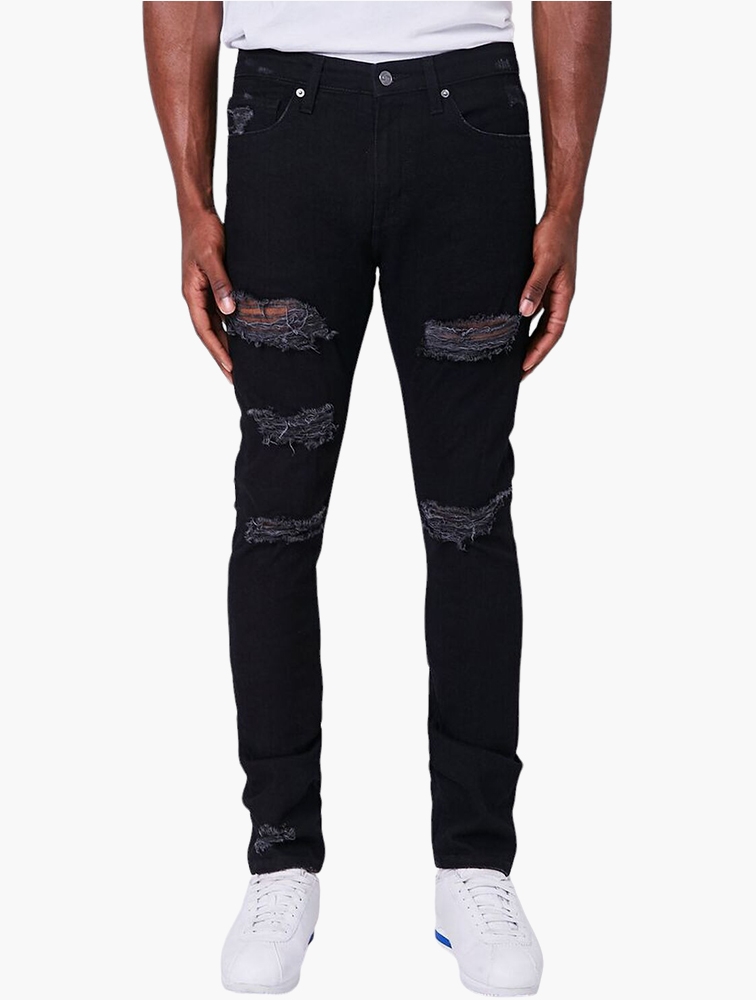 Distressed denim discount joggers forever 21